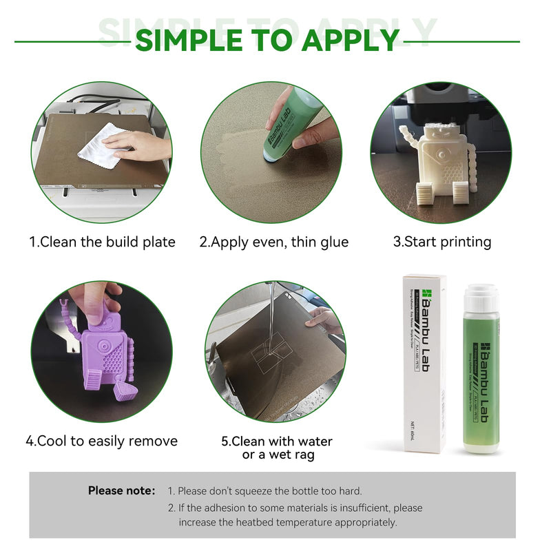 ENOMAKER Bamboo Lab 3D Printer Bed Adhesive 2PCS,3D Print Glue for Hot Bed,Avoid Warping for Printing ABS,PLA,PETG on Various Build Plate with Stronger Adhesion,No Residue,Durable than Glue Stick-60ml 2
