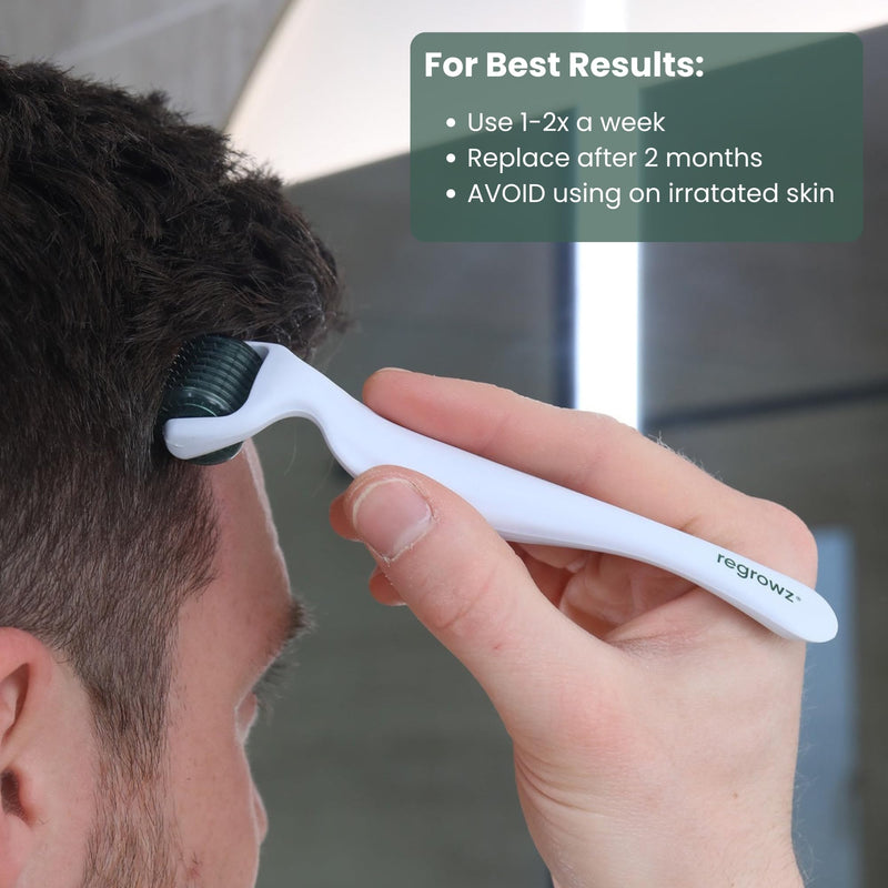  [AUSTRALIA] - Regrowz Derma Roller 0.5mm Titanium Microneedle Tool for Hair Growth, Beard Growth & Scalp Care – 192x Needle Dermaroller for Men and Women Green