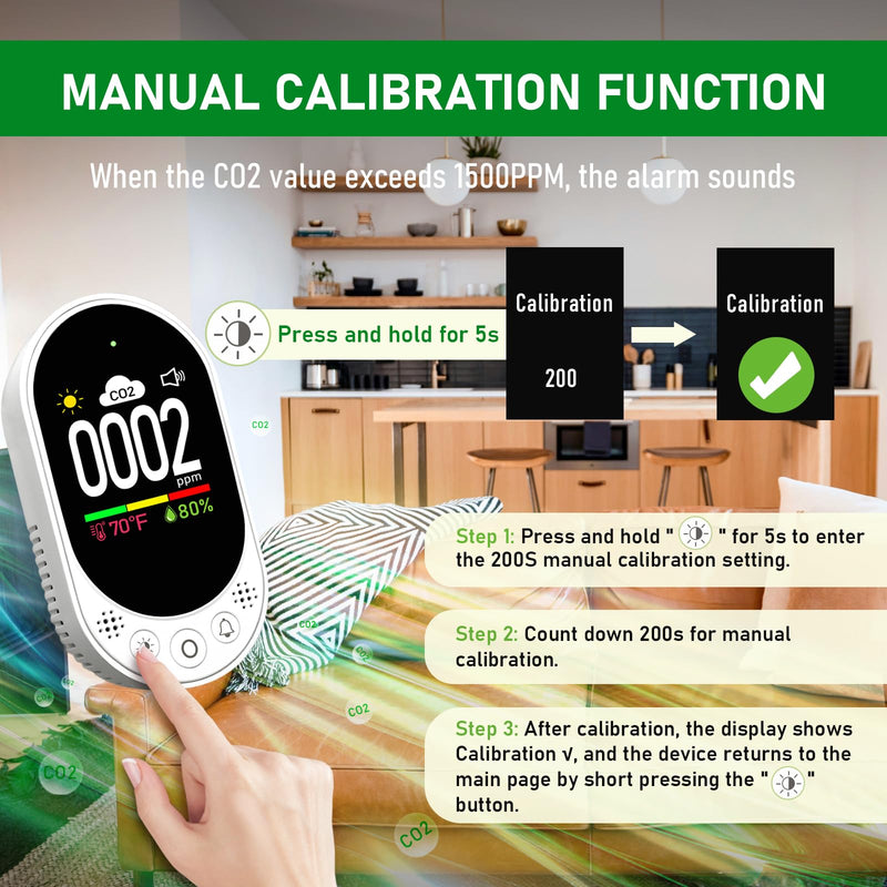 LSENLTY Upgraded CO2 Detector Plug in Wall Design,3 in 1 Air Quality Detector(Temp, Humidity and CO2 Value), High Accuracy Air Quality Monitor with Threshold Reminder and Manual Calibration for Home