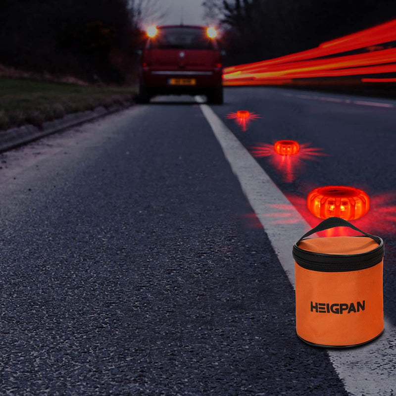 GP904 LED Road Flares Emergency Light Kit, 9 Glow Modes Strong Magnet Hang Hook for Holiday Gift, Road Emergency Rescue Search Better Protect Life Safety (4Pack Batteries not Included) Battery-4pack