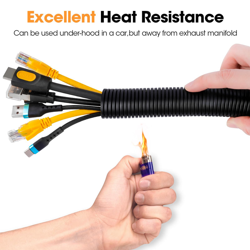 40 FT Wire Loom 1 Inch, Split Wire Loom Tubing Wire Conduit, Wire Protector Tubing – Black 1" x 40ft-Black
