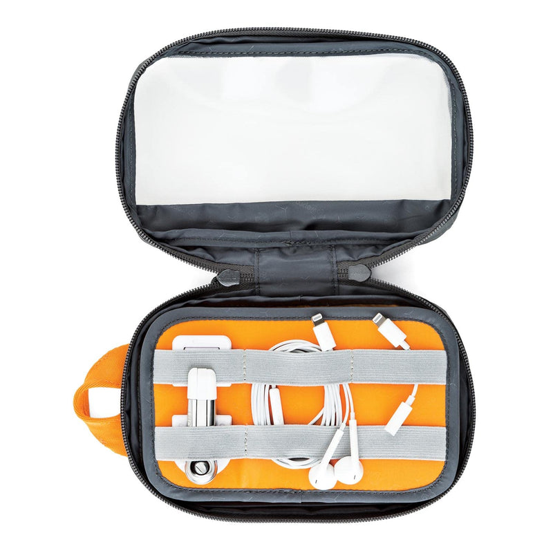 Lowepro GearUp Pouch Mini, Travel Essentials, Travel Case for Phone Cords, Cables, Adapters, USB Sticks, Smartphone Accessories, Made of Recycled Fabric, Grey