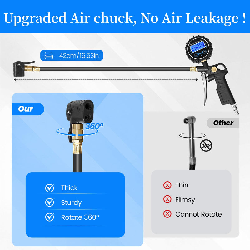 Digital Bike Tire Pressure Gauge, Presta Valve Adaptor, Schrader to Presta Valve Adapter for Air Compressor, Schrader Valve Adapter, Easiest Use Presta and Schrader Air Compressor Tool Presta & Schrader Valve Adapter