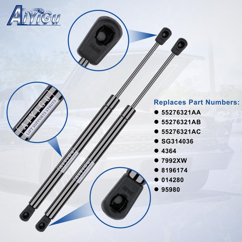 Front Hood Struts Shocks Lift Supports Gas Spring Compatible with 2002 2003 2004 2005 2006 2007 2008 2009 2010 Dodge Ram 1500/2500/3500/4500/5500 Pack of 2 PCS Replaces 55276321AA SG314036 4364