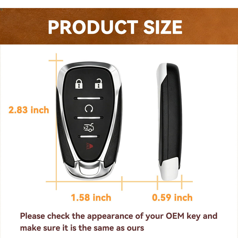 5 Buttons Key Fob Replacement for Chevy Malibu 2016-2021 HYQ4EA | for Chevy Camaro 2016-2020, Cruze 2016-2019, Proximity Smart Keyless Entry Remote, P/N:13529662,13590048 2 Pack