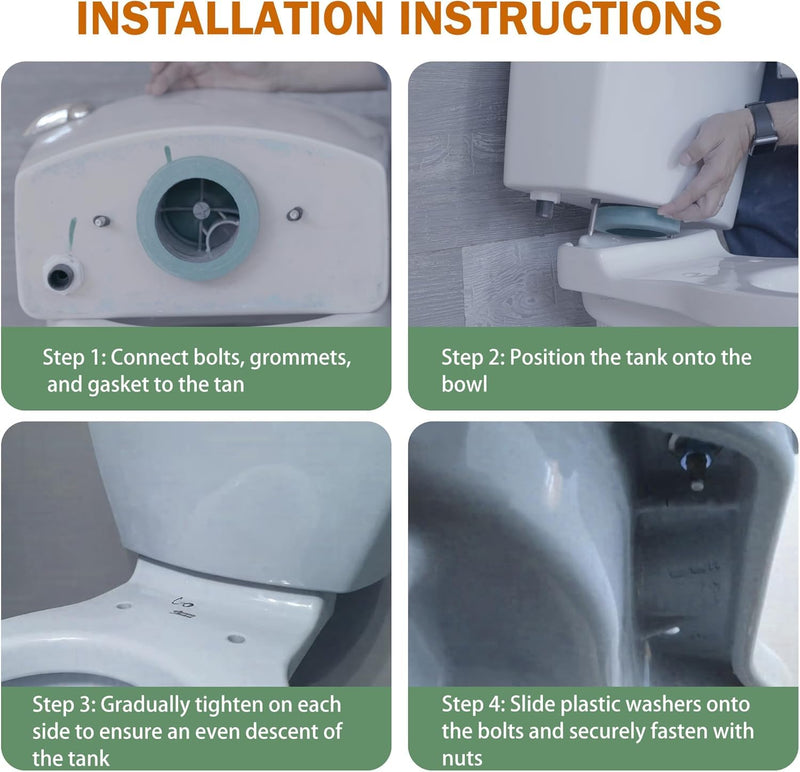 AS738756-0070A Toilet Tank to Bowl Bolts and Gasket Kit, Toilet Tank Repair Kit for American Standard Champion 2-Piece Toilets with 3-Inch Flush Valve, Toilet Bowl Seal and Replacement Parts Without Socket Handle
