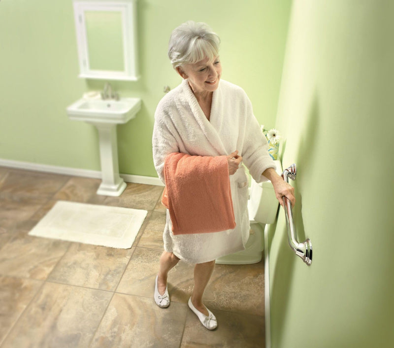 Moen Chrome Bathroom Safety 24-Inch Designer Safety Shower Grab Bar with Curled Grip, LR8724D3GCH 24 Inch