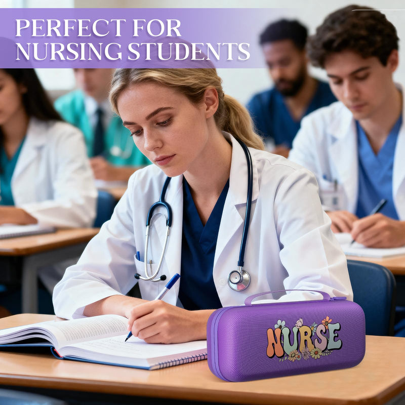 Stethoscope Case for 3M Littmann Classic III, Cardiology IV, MDF, EKO - Nurse Gifts for Women, Nursing Student Gifts, Cute Hard Shell Nurse Bag, Nurse Accessories for Work (Purple) Purple