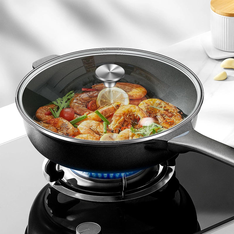 13" Glass Lid - Versatile Round Tempered Glass Replacement for 13 inch Frying Pans, Pots, Skillets, Dutch Ovens - Dishwasher Safe and Oven Safe up to 400°- Stainless Steel Knob Silvery
