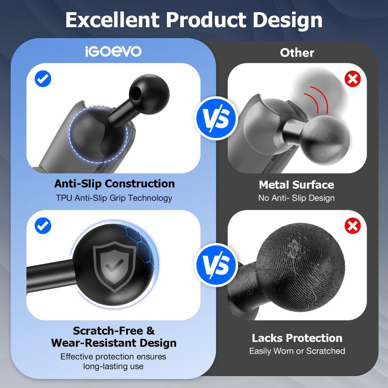 Magnetic Wireless Car Charging Phone Holder with 1-inch Ball Mount for Magsafe, Super Magnet & Anti-Slip 1" (25mm) Ball Mount Phone Holder Compatible with RAM Mounts Double Socket Arm Black