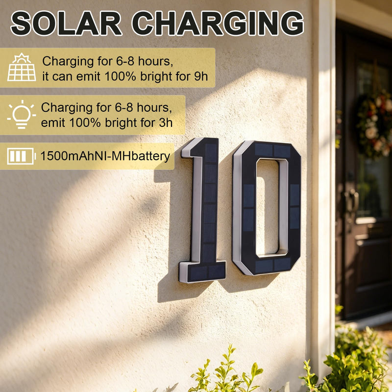 6.7 Inch Solar Lighted House Numbers For Outside - No Wiring, Light Up Solar House Numbers Exterior Ip44 Weatherproof, 2026 New Led Address Numbers For Home With Easy Installation Number 1
