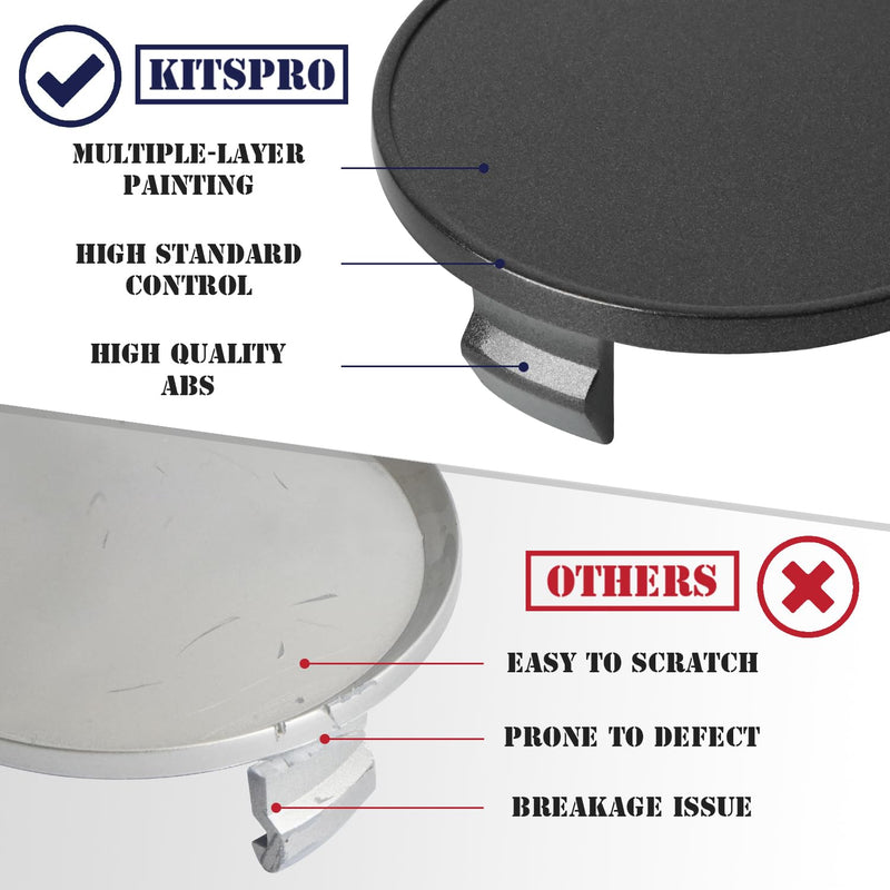 KitsPro 2.5Inch 63MM Wheel Center Caps for Dodge RAM 1500 Rim Hub Caps 6KF18TRMAA, Pack of 4 (Matte Black, Outer 63MM, Inner 56MM) Outer 63MM , Inner 56MM Matte Black