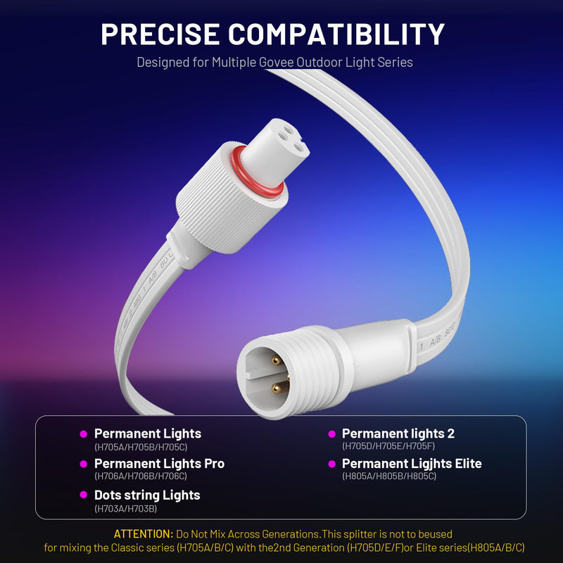 32FT Extension Cable for Govee Outdoor Lights Series & Dots String Lights, IP68 3-Pin Waterproof Extension Cord for Govee H705A H705B H705C, H705D H705E H705F, H706A H706B H706C, H805A H805B H805C 32FT Extension Cord-1PCS