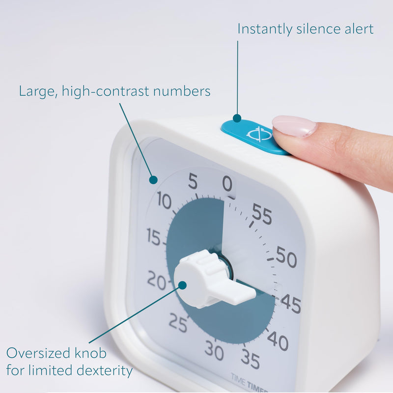 PRO Applied® Personal 60-Minute Visual Countdown Timer – Professional-Grade Timer for Therapy, Rehab, Medication Reminders, & Memory Care – Calming Blue Disk, Large Numbers, Adjustable Alert White