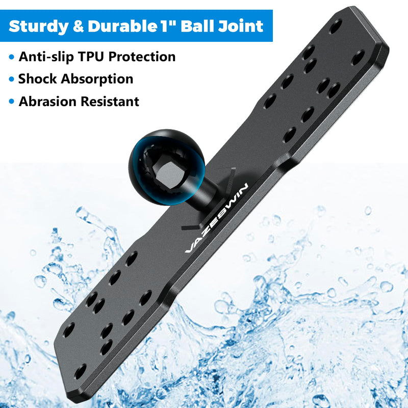 VAZESWIN 1" Ball Aluminum Alloy Fish Finder Mount, AMPS Rectangular Plate | for RAM Mounts B Size 1" Ball Double Socket Arm, Universal Marine Electronic Mounting Plate for Garmin, Lowrance, Humminbird