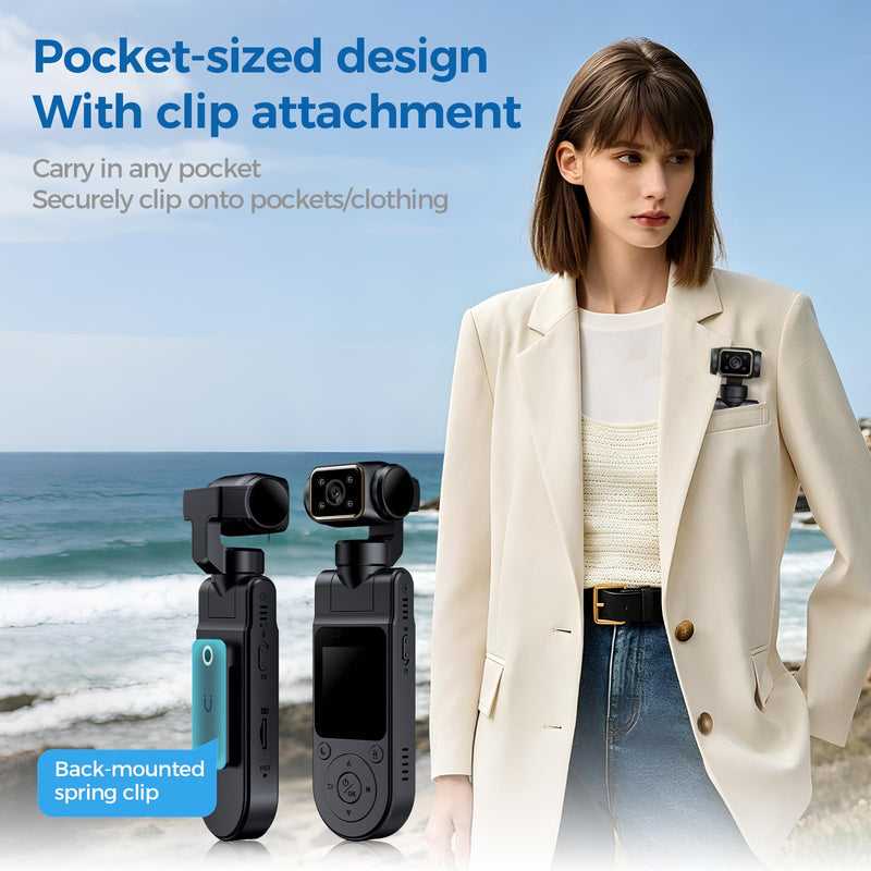Pocket Body Camera with Audio & Video Recording Vlogging Camera | Portable Video Recorder with 180° Rotating Lens Handheld POV Cameras with Night Vision for Sport/Outdoor/Riding
