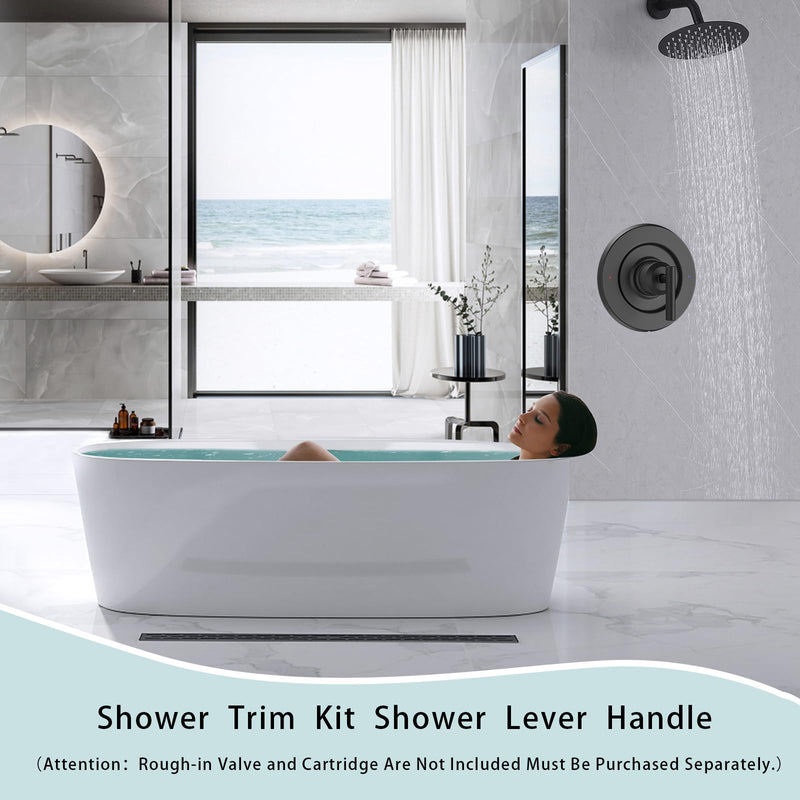 Shower Handle Replacement For Moen T2901BL Gibson Posi-Temp Valve Trim Kit,Matte Black Shower Trim Kit Shower Lever Handle, Compatible with Moen 2510 Valve Matte Black
