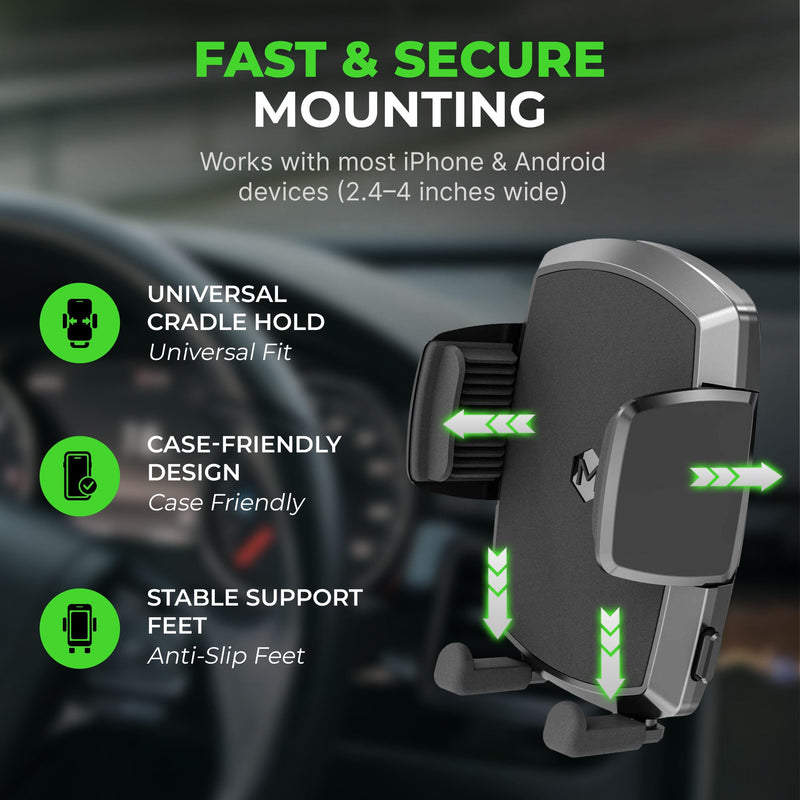 Simple CD Cradle Phone Mount - Upgraded Hands-Free Car Phone Holder - Thick Case Friendly - Mount for CD Player - Compatible with iPhone 12-17 & iPhone Air, Android - Black CD Cradle Mount