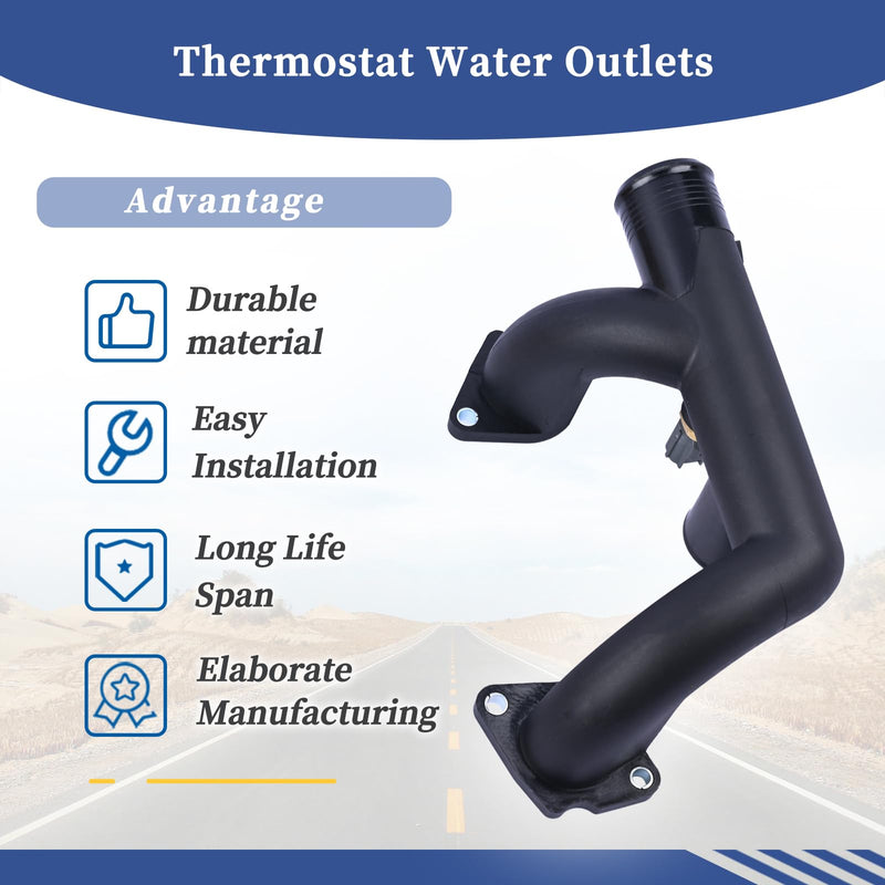 Engine Coolant Outlet Pipe With Sensor 96JV8A504BD Compatible with Jaguar XK8 XJ8 XJR Vanden Plas 1997-2002 Replace AJ85885 LNA1600AA Thermostat Cover Outlet Pipe w/Sensor