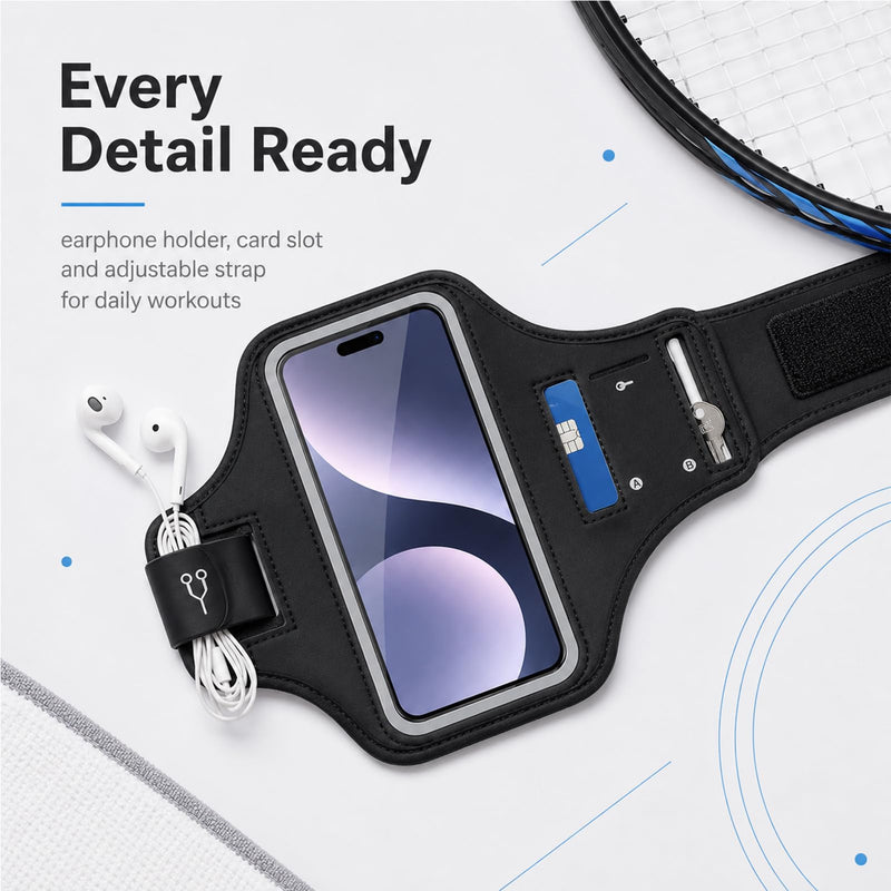 Phone Holder for Running,Arm Band for Phone for Running,Armband Phone Holder for Smartphones, with Card Slot & Key Pockets,Fit Up to 6.9 Inches Phone