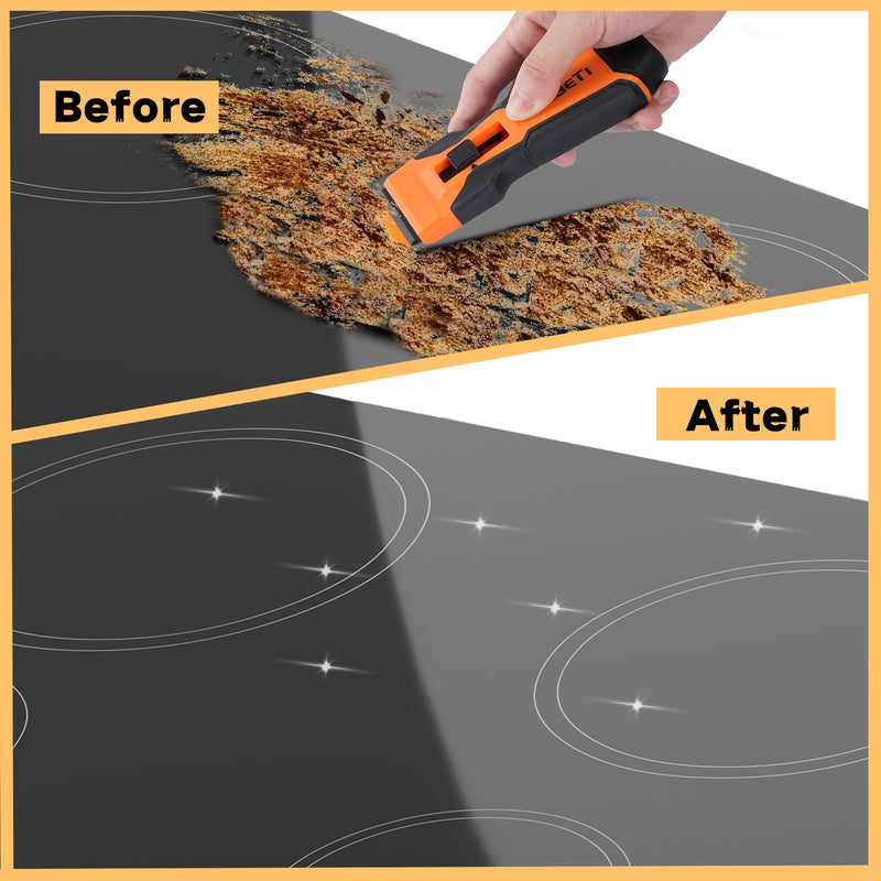 REXBETI Razor Blade Scraper Tool, 2 Pack Razor Scraper with Extra 314Pcs Razor Blades -14Pcs Metal and 300Pcs Plastic Blades, Cleaning Scraper Tool, Cooktop, Paint, Glass Scraper Upgraded 2 Pack