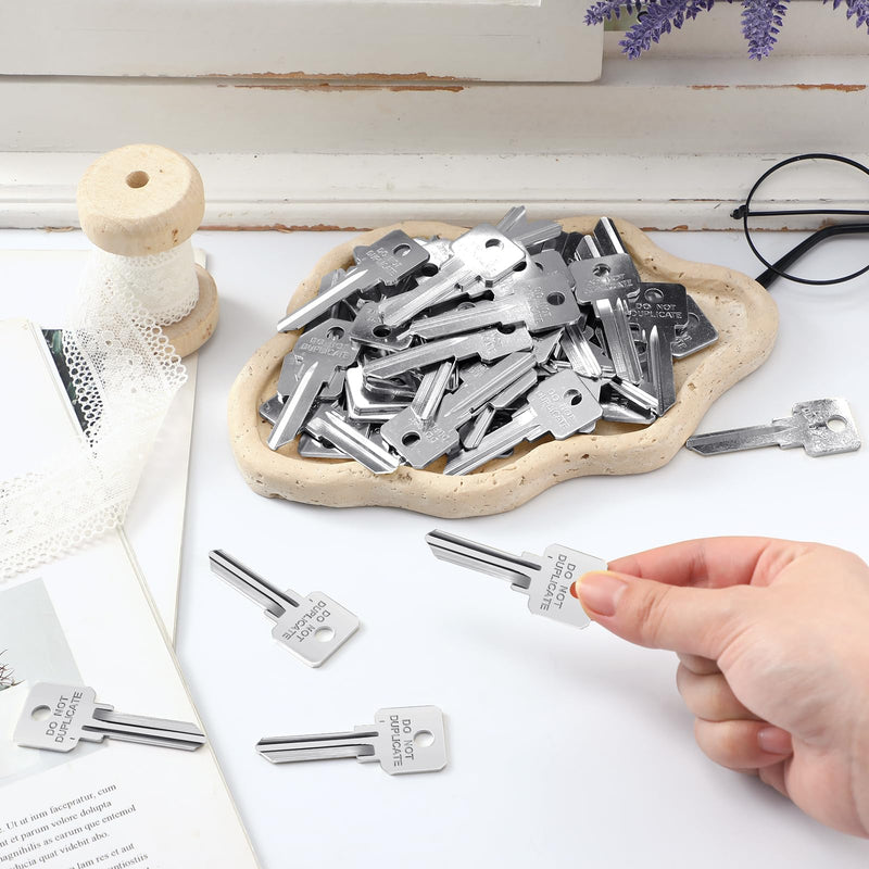 MorningRo 50 Pcs Do Not Duplicate Key Blanks Metal Key Replacements House Keys Blank Door Lock Replacement Parts (Silver,Kw1) Kw1 Silver