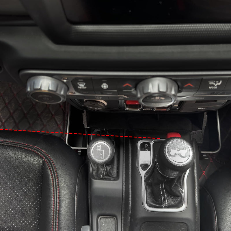 JVMA Center Console Organizer Gear Shift Tray for Jeep Gladiator Accessories and Jeep Wrangler JL JLU 2025 2024 2023 2022-2018 Rubicon Sahara 4xe Storage Box Hook (US Patent) Interior L