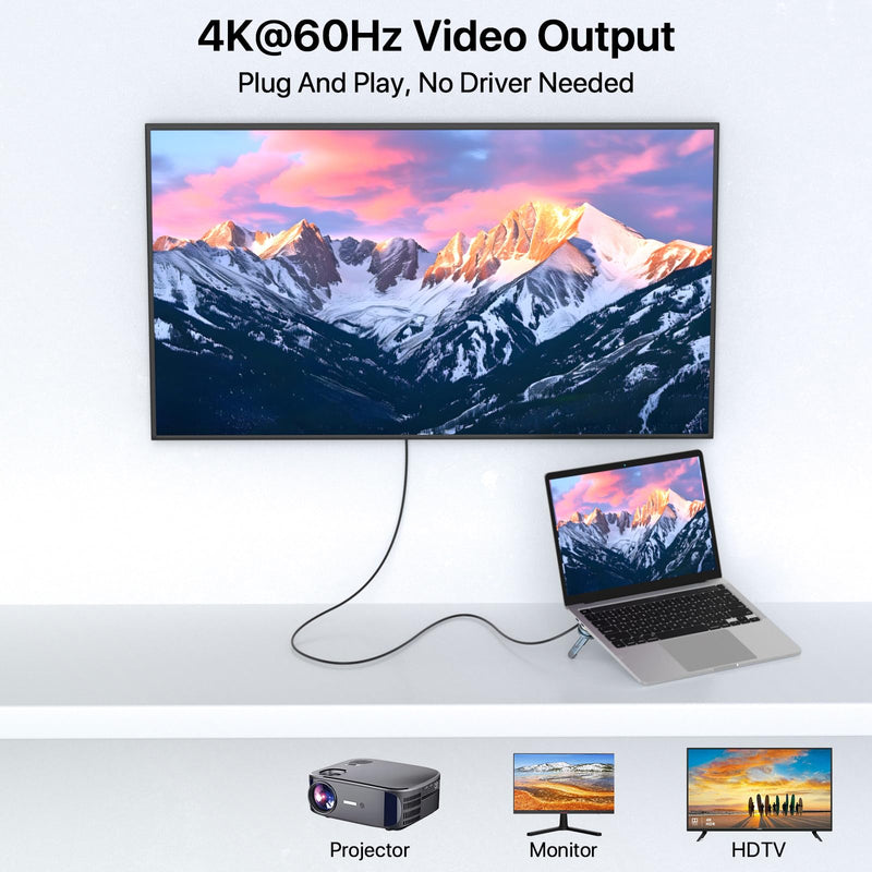 USB C Laptop Docking Station Stand, USB C Hub 7 in 1 Multiport Adapter with 4K HDMI, Gigabit Ethernet, USB A 3.0, PD 100W Charge, Universal Docking Stations for MacBook Pro/Air/Dell/HP/Surface/Lenovo