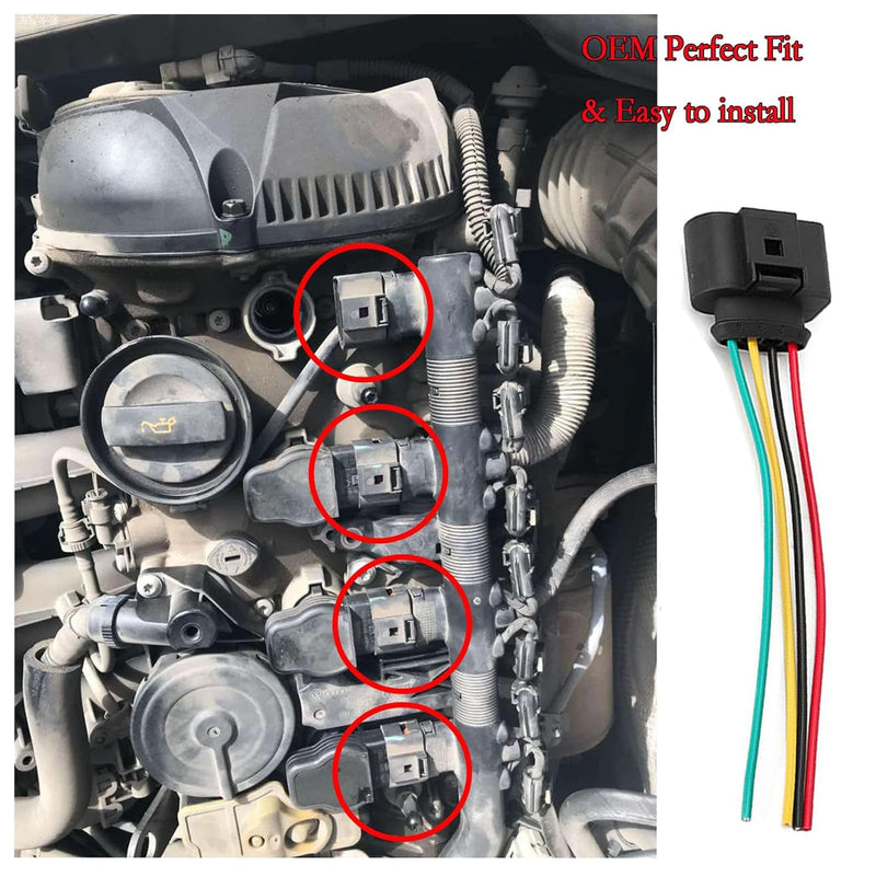 MAMIKO Set of 4 Ignition Coil Module Connector Replacement with Volkswagen Vw Passat Audi A4 1.8T, 2.0T, 2.5L, 3.2L, 4.2L 4 Pack Vw Ignition Coil Harness Vw and Audi