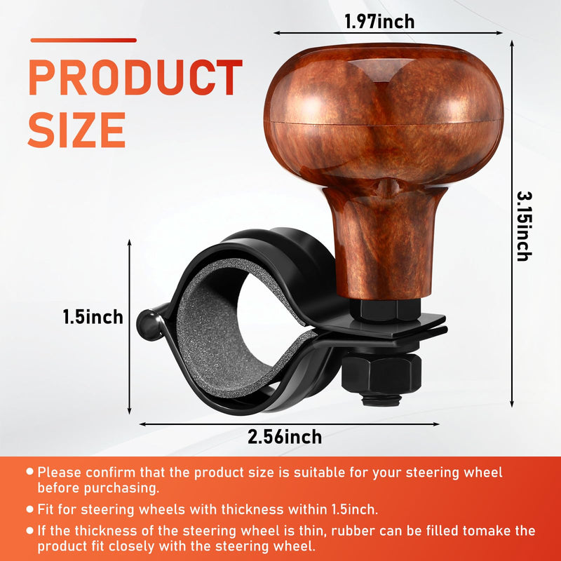 Tallew 2 Pieces Steering Wheel Knob Spinner Suicide Knobs Steering Wheel 360 Degrees Rotation Tractor Accessories for Cars, Trucks, Tractors, Boats(Black and Brown) Black and Brown