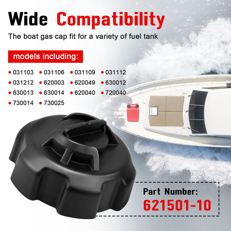 Marine Vent Gas Cap for Boat Fuel Tank, Marine Manual Fuel Tank Cap for Moeller Tempo Gas Tank 621501-10, Black, 1 Pack