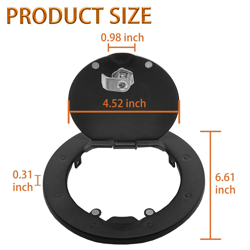 Locking Fuel Gas Tank Cap Cover Black for 2007-2017 Jeep Wrangler JK & Unlimited 4-Door 2-Door （Aluminium） JK01