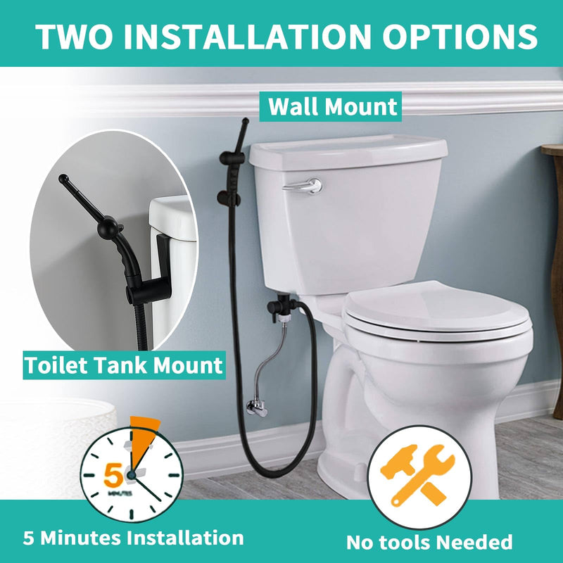 BARROCK Bidet Sprayer for Existing Toilet, Advanced Handheld Ergonomic Jet Spray Set with Precision Water Pressure Control for Muslim Shower/Feminine Hygiene/Pet Cleaning, Matte Black 1