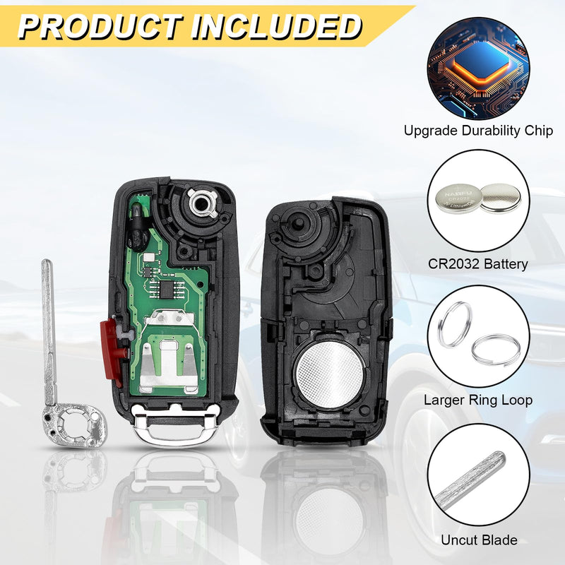 Vurkcy Key Fob Replacement for 2011-2016 VW Tiguan Golf CC Eos GTI Jetta Touareg Passat Beetle Car Keyless Entry Remote Control, NBG010180T, 4-Btns, 2Pcs