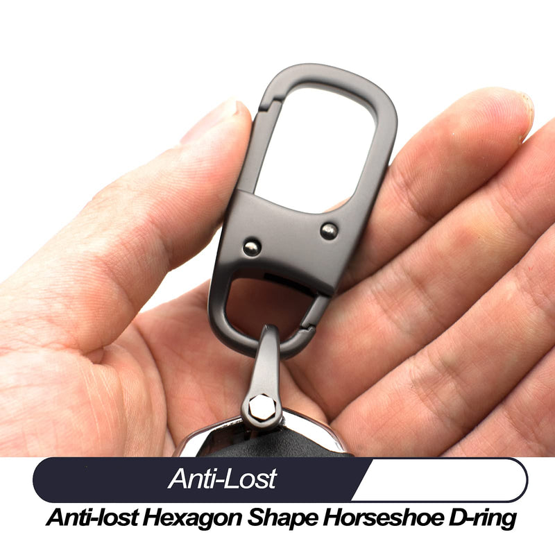 MECHCOS Metal Keychain Car Fob Key Chain Holder Clip with Detachable Valet Key Ring & Anti-Lost D-Ring for Men and Women - Gunmetal