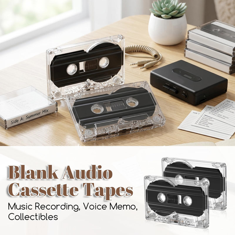 2 Pack Blank Cassette Tape, 90 Minutes Blank Audio Cassette Tape Dictating Audio Tapes Micro Tapes for Recording for Speech Music Recording Standard Low Noise
