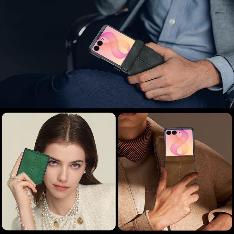 for Samsung Galaxy Z Flip 8 Stylish Leather Case with Built-in Privacy Screen Protector＆Hinge Protection,Slim Thin Shockproof Protective Cover for Galaxy Z Flip 8,Burgundy Burgundy