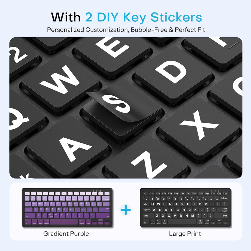 OMOTON Rechargeable Bluetooth Keyboard for iPad/iPhone with Stand Holder | Compact Wireless Keyboard for iPad Pro/Air/Mini/A16 11th/10th, Key Stickers, Easy to Carry for Study, Office and Travel