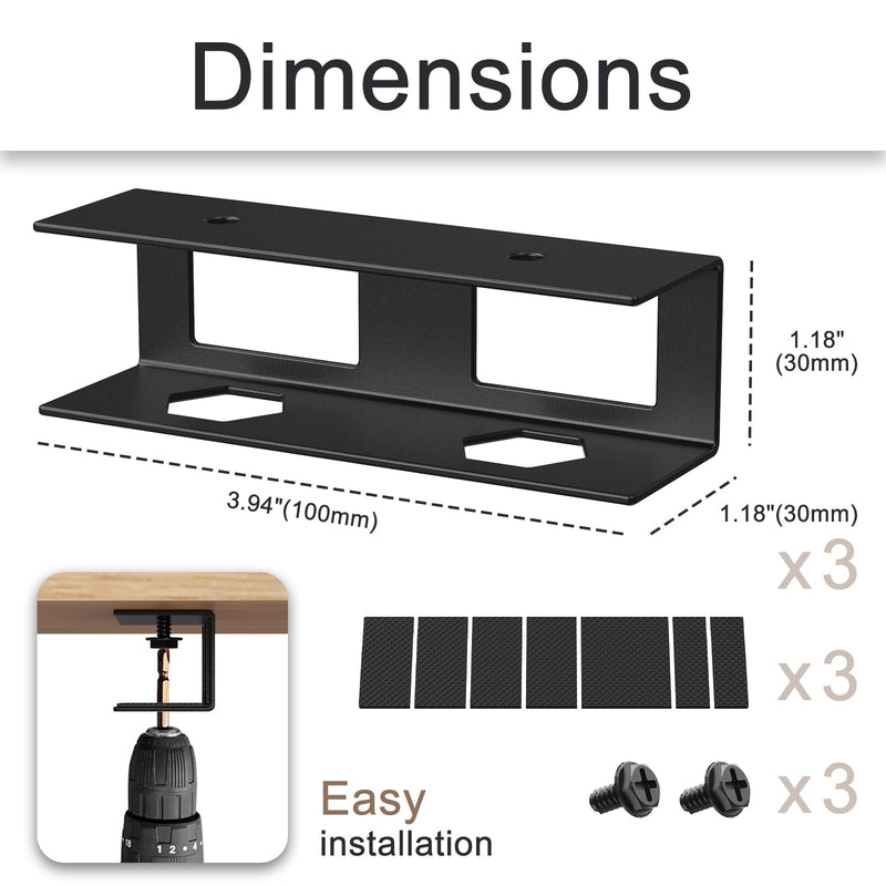 Joythink Universal Under Desk Metal Laptop Mount Laptop Holder Tray with Anti-Scratch Under Table Hidden Docking Station Holder Silicone Under Desk Mount for Laptop Keyboard Tablet Kitchen 3 PCS