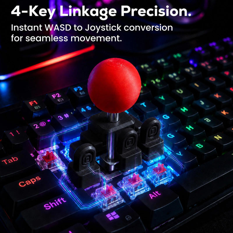 Arcade Joystick Keycaps Full Functional 4-Way Mech Keyboard Controller, Magnetic Quick-Release Switch (WASD B Set) Black-Red