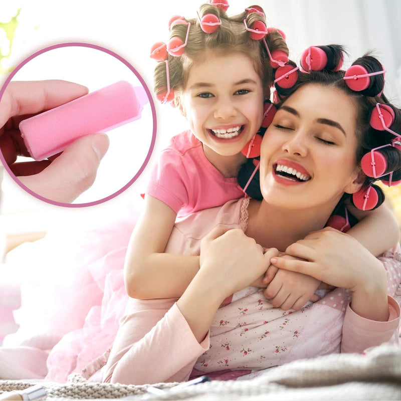 52 Pcs Sponge Rollers for Hair, Foam Hair Rollers Set, Foam Roller for Women Girls Kids, Hair Curlers Rollers with 28 Pcs 1.5 cm & 24 Pcs 2 cm, Curling Tool for Overnight Styling