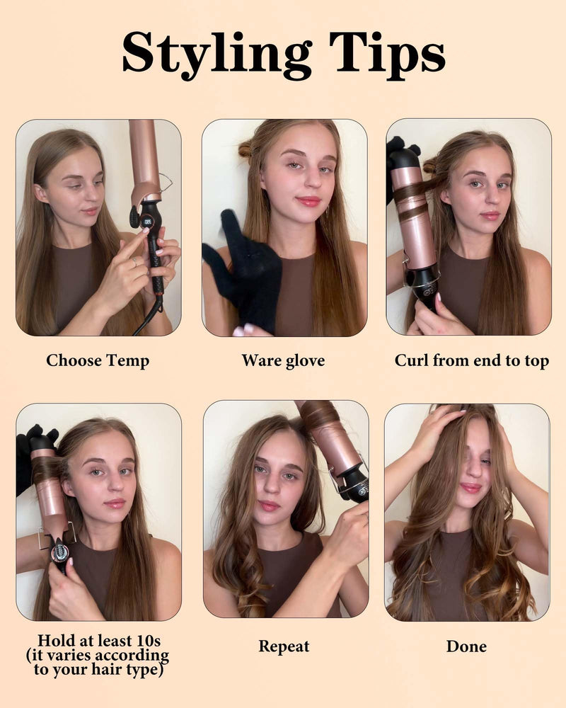 WEEYUM Curling Tongs 2 Inch, Large Barrel Curling Wand for Hair, Ceramic Long Barrel Hair Curling Iron Dual Voltage 50MM