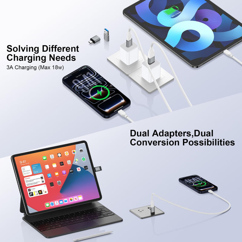 USB to USB C Adapter & USB C to USB Adapter,5Gbps Type C OTG Adapter 4Pcs | for Samsung Galaxy A57 A37 S26 Ultra S25 Edge S24 Z Flip7 Z Fold7 A17 A16 A26 A36 A56 A55 A35 A25 A15,iPhone 17/16/15