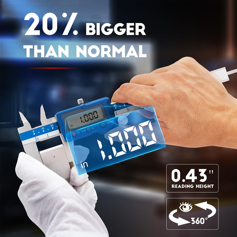 Dasqua 6”/150mm Digital Caliper, Stainless Steel Precision Measuring Tool with Advanced Dual Chip, Large LCD, Resolution 0.0005”/0.01mm, Accuracy ±0.001”/0.02mm 0-6"