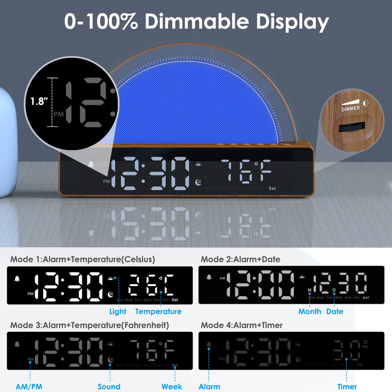Sunrise Alarm Clock, Wake Up Light Dawn Simulator, Bedside Lamp Color Night Light with USB Charger, Sleep Aid, Loud Sunlight Alarm Clock for Heavy Sleepers Adults, Gift for Kids Teens Boys Girls