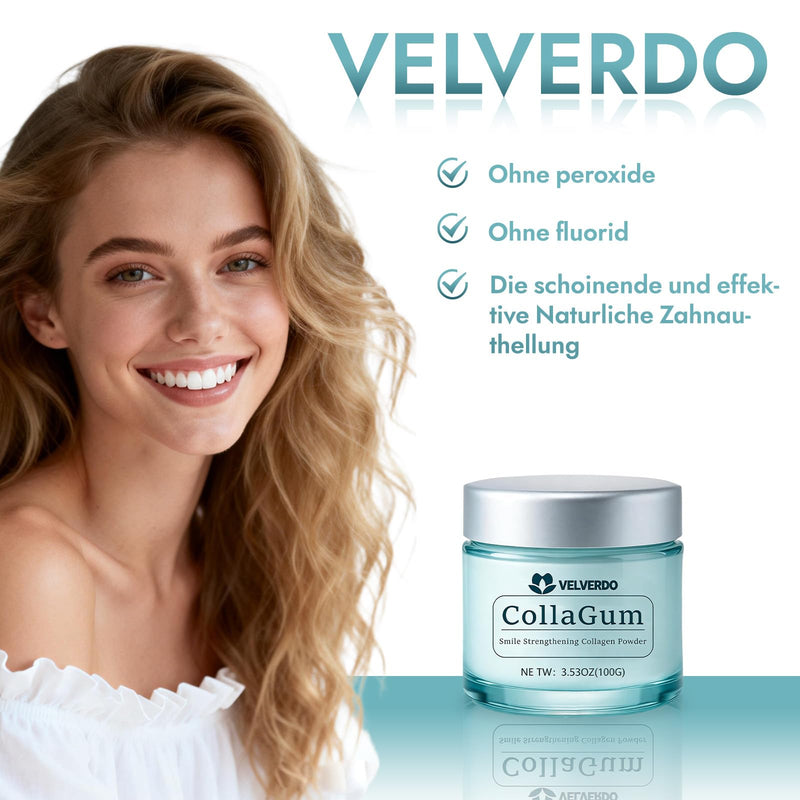 Velverdo Collagen Tooth Powder, Collagen Tooth - Hydroxyapatite Toothpaste Powder, Strengthens Enamel & Gums, Natural Oral Care Formula (1pc) 1pc