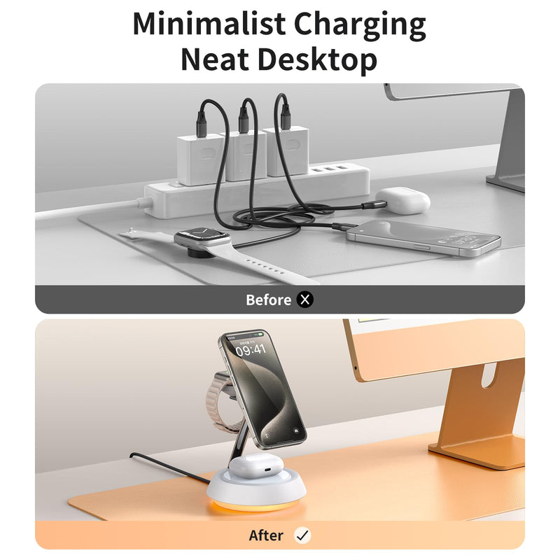 Mcdodo Wireless Charging Stand,3 in 1 Charging Station for Apple Devices 22.5W Max Charging Station for iPhone Multiple Devices for iPhone 15 14 13 12/AirPods 2 3 Pro/iWatch Ultra/8/7/SE/6/5/4/3/2 White