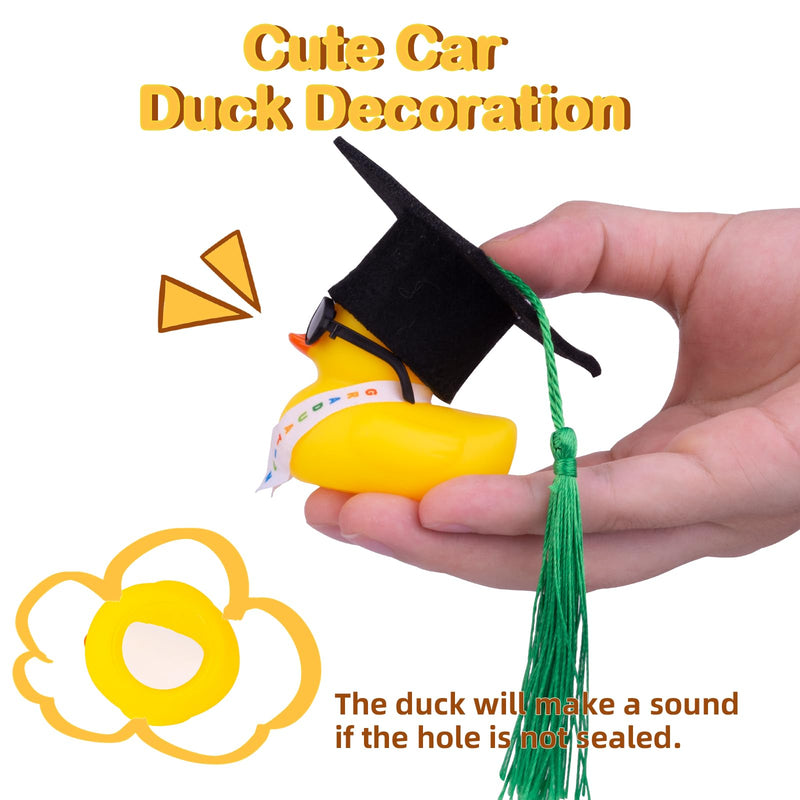 Graduation Duck Car Ornament, Rubber Duck Car Dashboard Decor with Mini Graduation Hat Sash Sunglasses G12-sunglasses-pink Tassel