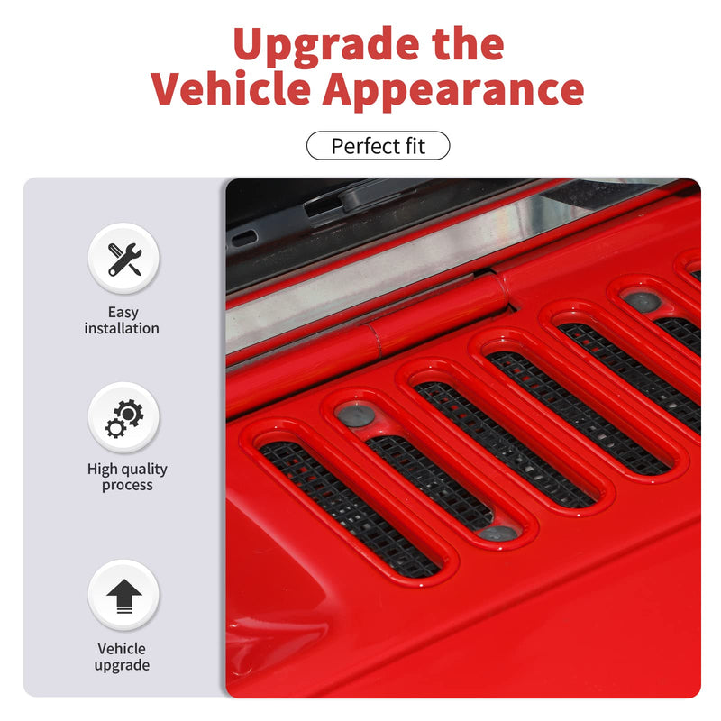 Hood Vent Cover Cowl Panel Vent Cover Trim, ABS Exterior Accessories Compatible with 2007-2018 Jeep Wrangler JK JKU 2/4-Door(Red) Red