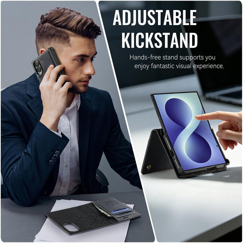 for Samsung Galaxy Z Fold 8 2in1 Detachable Wallet Case, Black | Compatible with Magsafe, Magnetic, RFID Blocking Card Holder, Kickstand, Wireless Charging, Shockproof, PU Leather Flip Cover